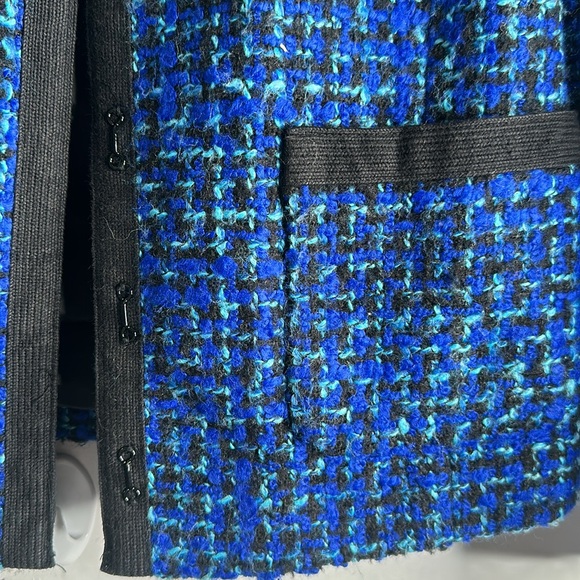 J crew tweeded lady  crop jacket size 2 blue black office career preppy classic - Picture 7 of 11